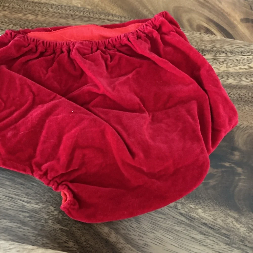 Vintage 70's Baby Red Velvet Christmas Outfit 18 Months